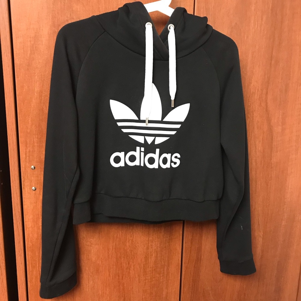 Cropped Adidas Logo Hoodie